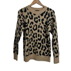 J crew leopard print wool alpaca crew neck sweater
